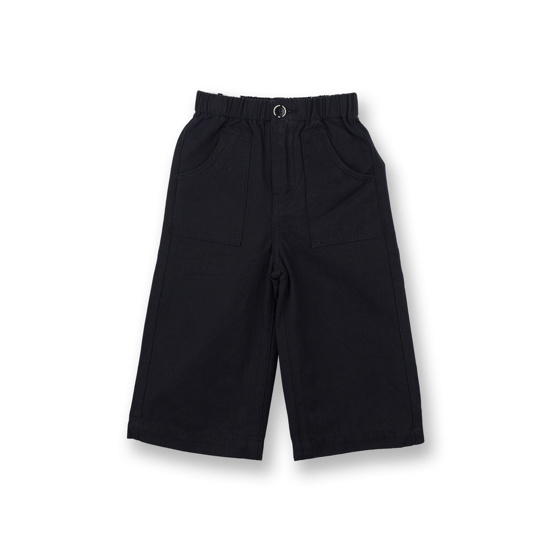 Poney Girls Black Wide-leg Relax Fit Trousers