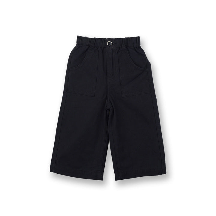 Poney Girls Black Wide-leg Relax Fit Trousers