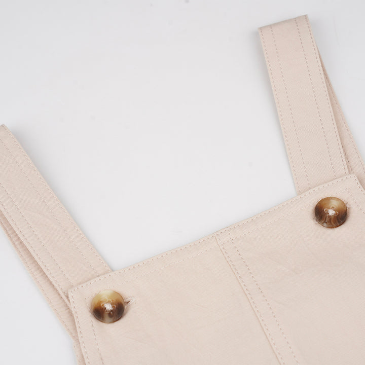 Poney Boys Khaki Twill Brush Short Dungaree