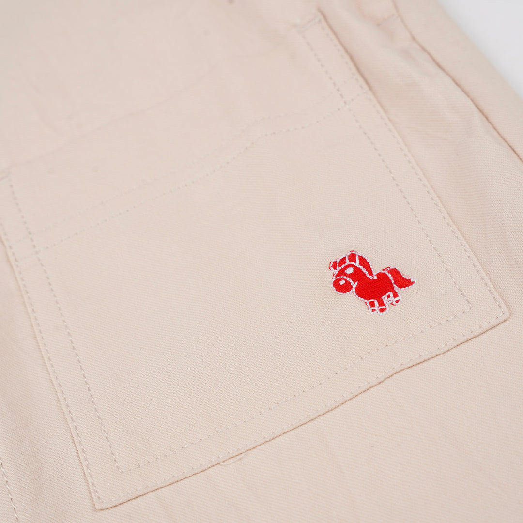 Poney Boys Khaki Twill Brush Short Dungaree