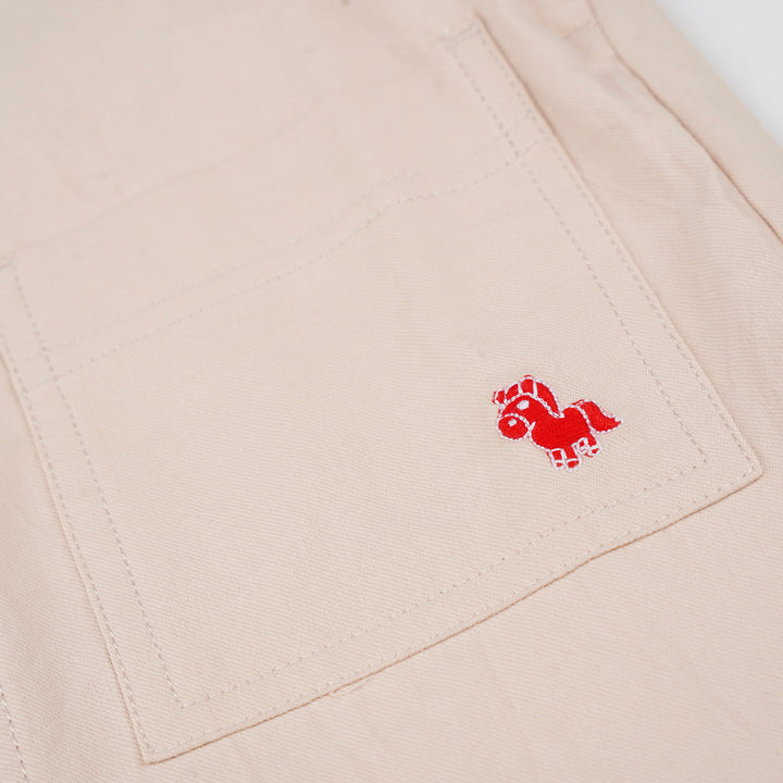 Poney Boys Khaki Twill Brush Short Dungaree