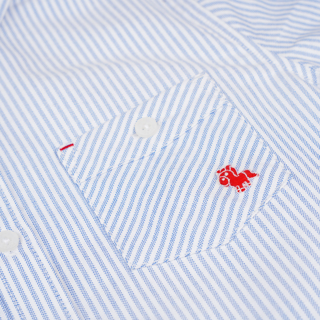 Poney Boys Blue Stripes Oxford Long Sleeve Shirt