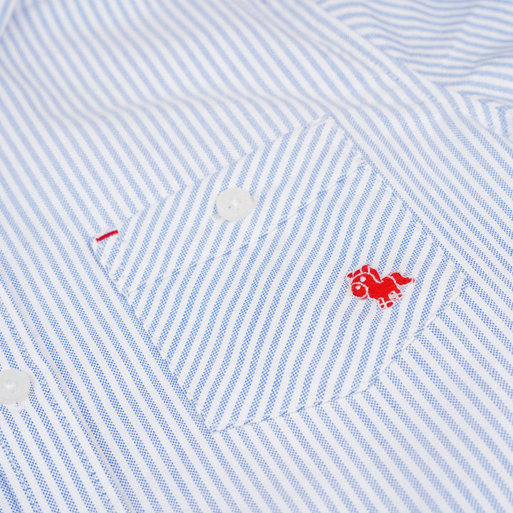 Poney Boys Blue Stripes Oxford Long Sleeve Shirt