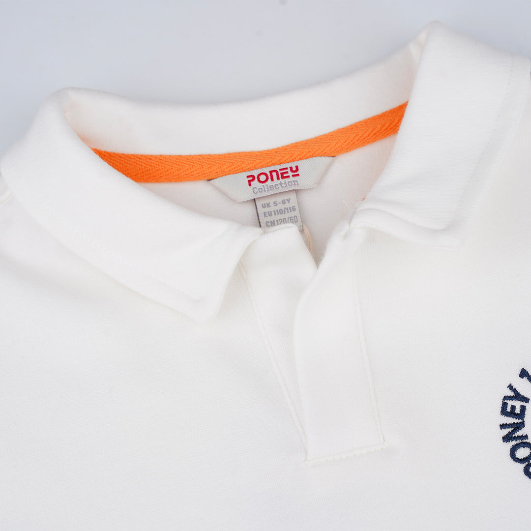 Poney Boys White Oversized Short Sleeve Polo Shirt