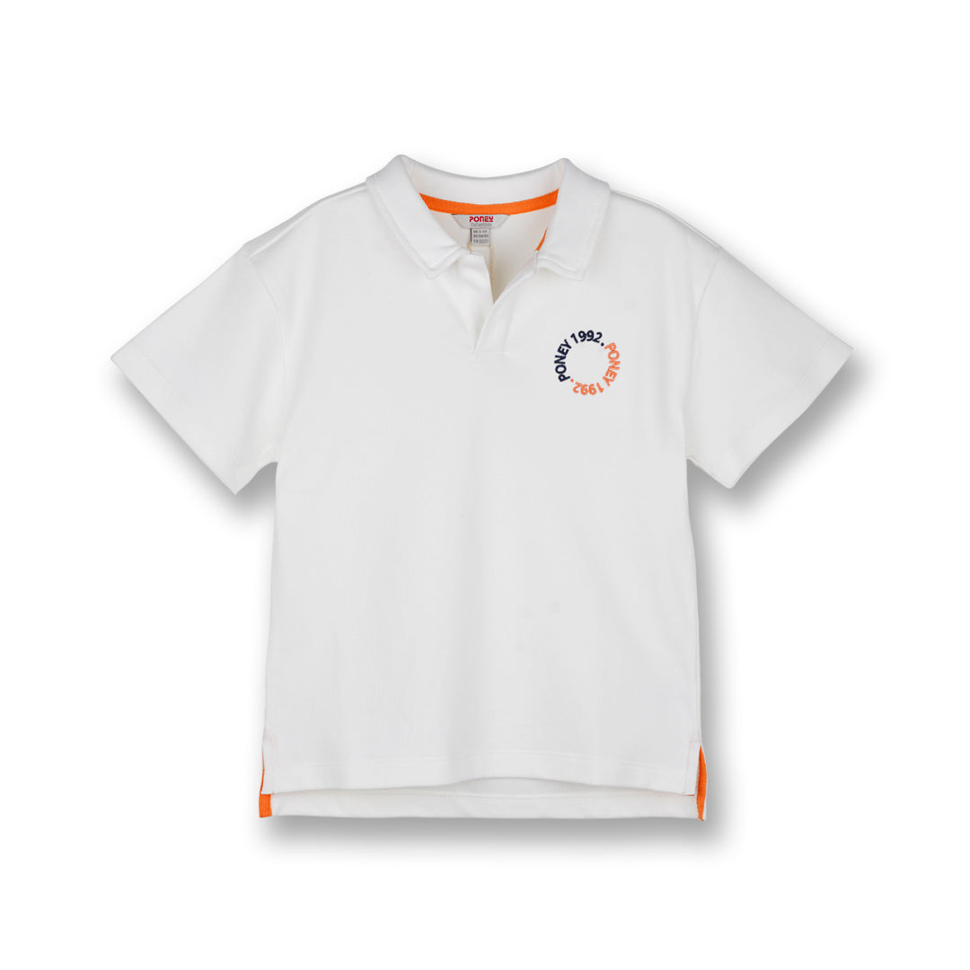 Poney Boys White Oversized Short Sleeve Polo Shirt