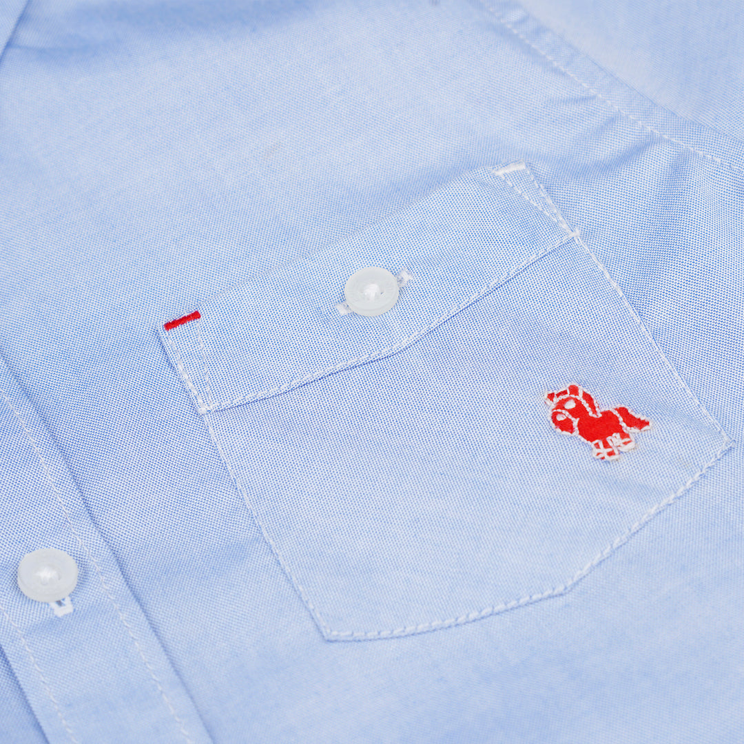 Poney Boys Blue Oxford Cotton Long Sleeve Shirt