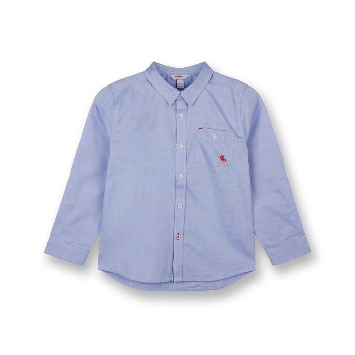Poney Boys Blue Oxford Cotton Long Sleeve Shirt