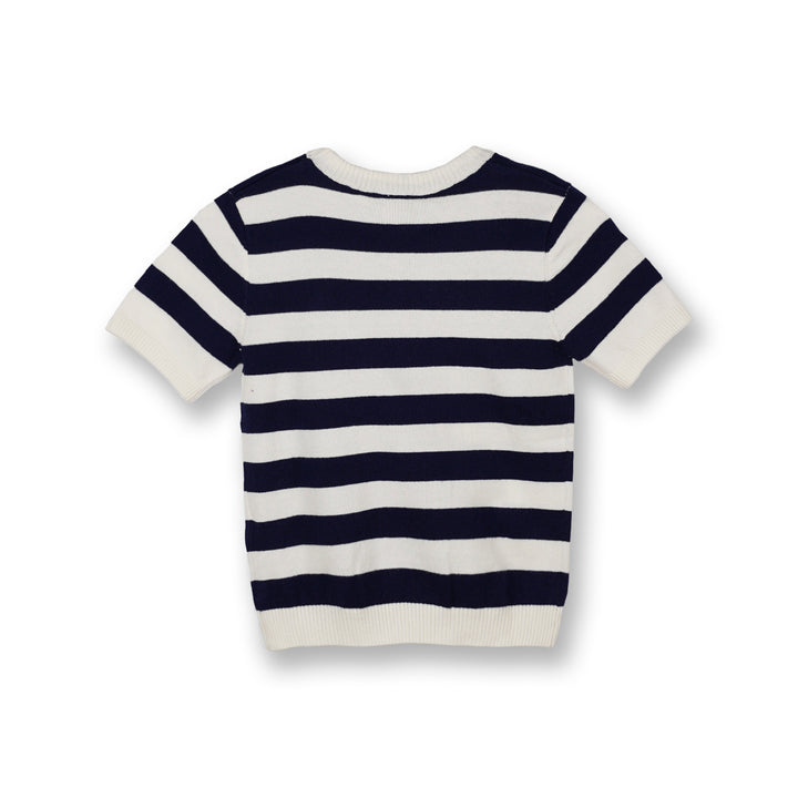 Poney Boys Navy Stripe Round Neck Short Sleeve Sweater
