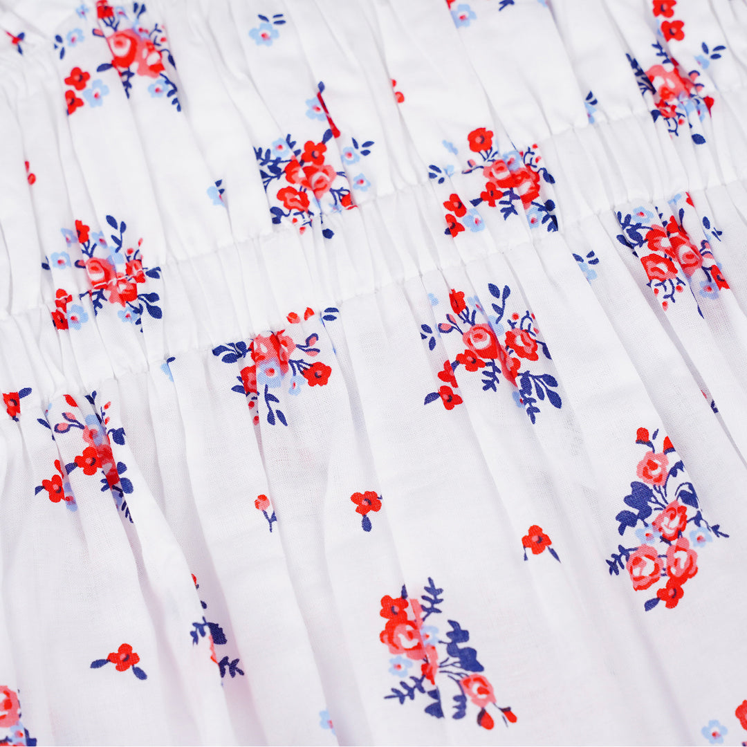 Poney Girls White Ditsy Ruby Red Floral Sleeveless Blouse