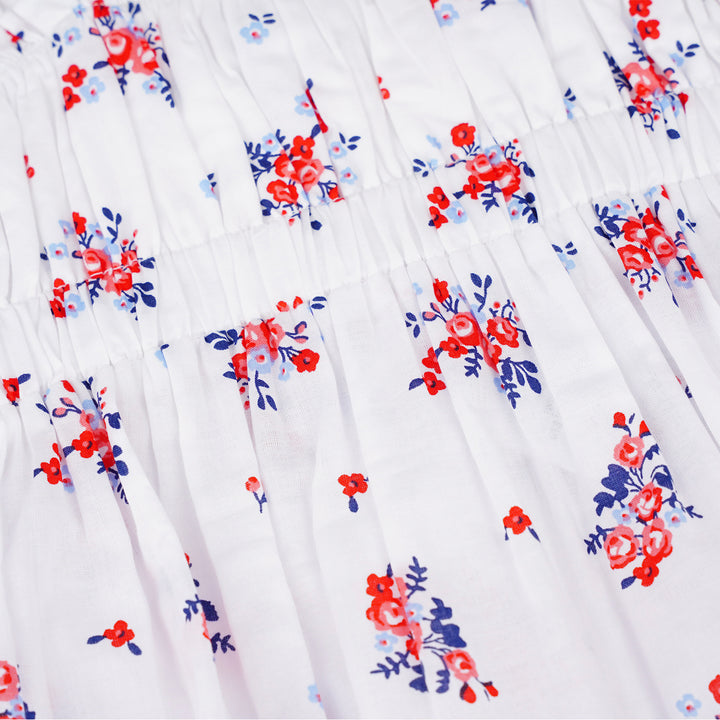 Poney Girls White Ditsy Ruby Red Floral Sleeveless Blouse