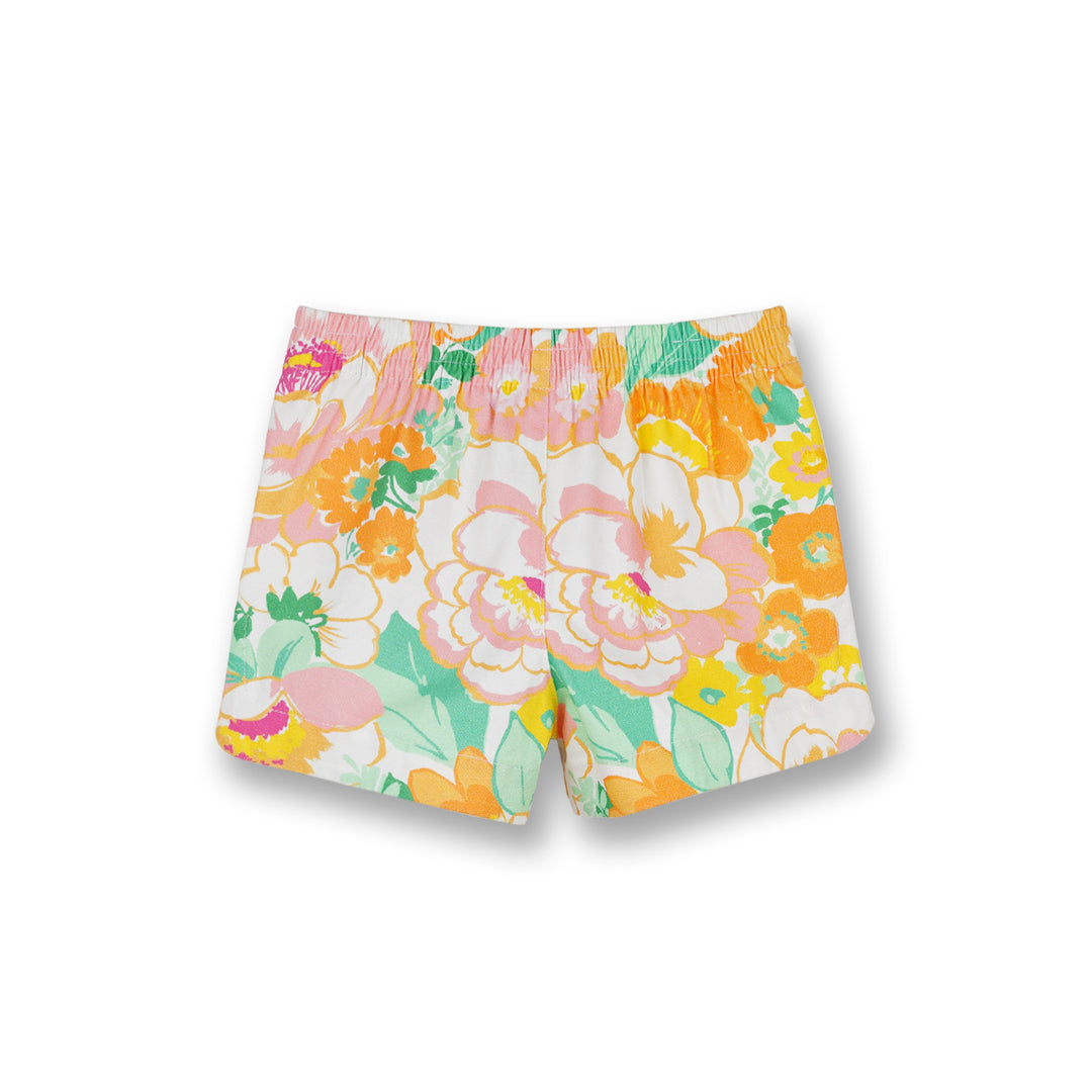 Poney Girls Light Orange Flower Pastels Printed Shorts