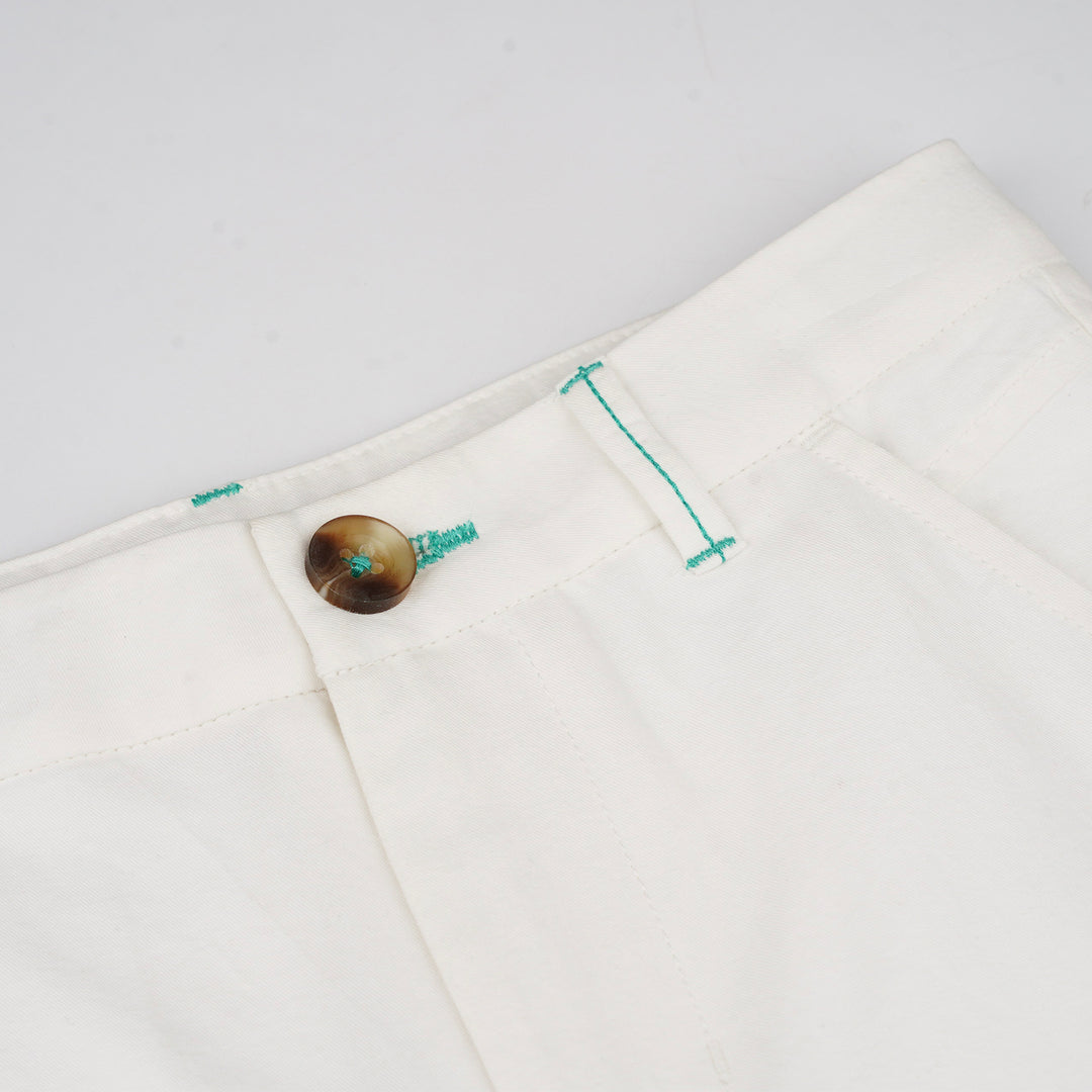 Poney Boys Off White Twill Brush Bermuda