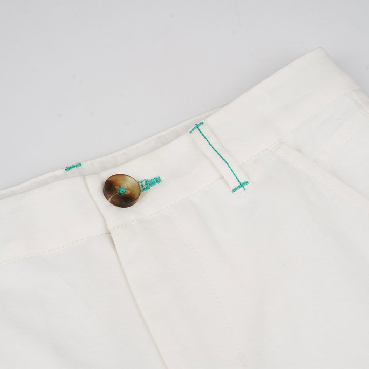 Poney Boys Off White Twill Brush Bermuda