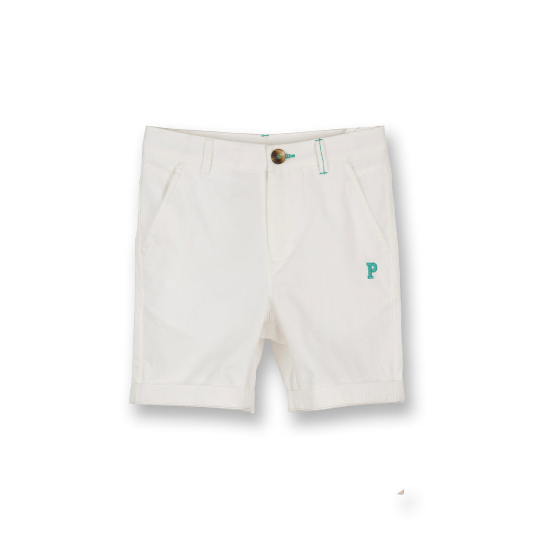 Poney Boys Off White Twill Brush Bermuda