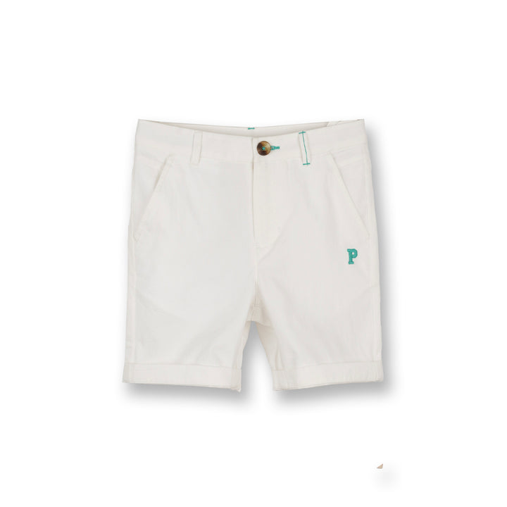 Poney Boys Off White Twill Brush Bermuda