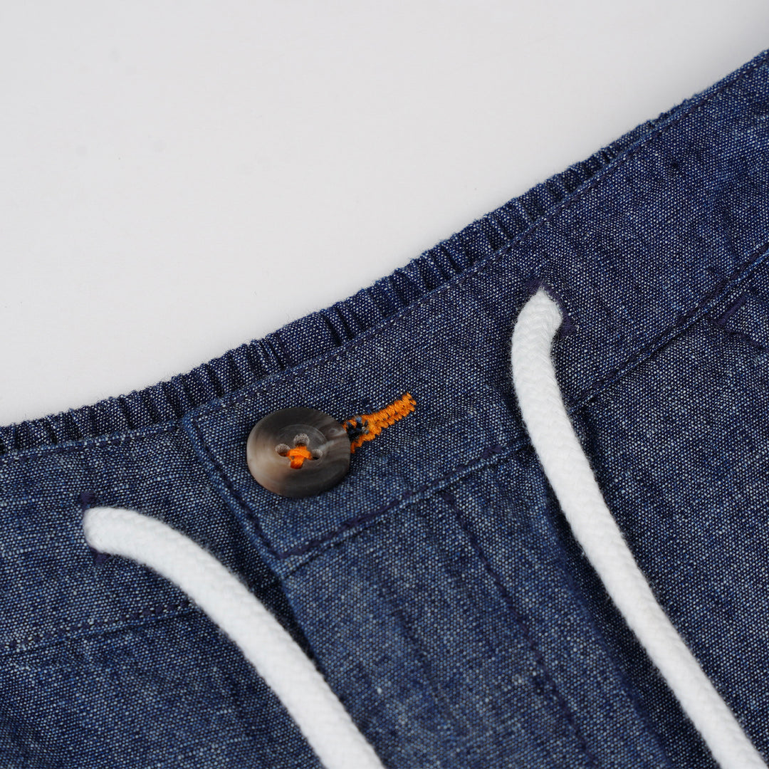 Poney Boys Navy Chambray Orange Poney Logo Long Pants