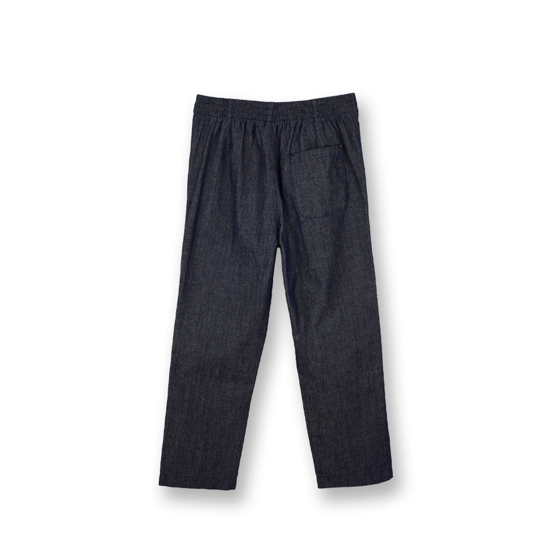 Poney Boys Navy Chambray Orange Poney Logo Long Pants