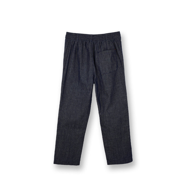 Poney Boys Navy Chambray Orange Poney Logo Long Pants