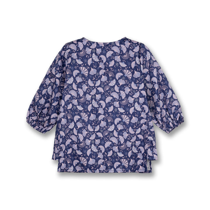 Poney Girls Navy Kipas Tangan 7/8 Long Sleeve Blouse