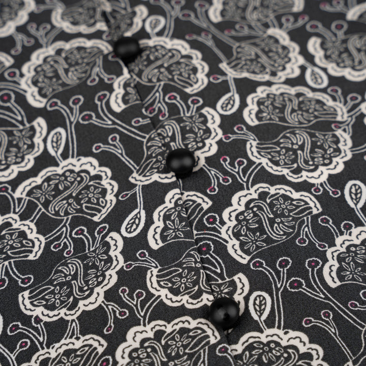 Poney Girls Dark Grey Karipap Printed 7/8 Long Sleeve Blouse