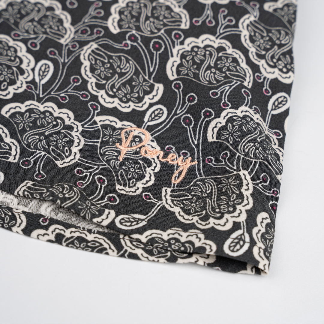 Poney Girls Dark Grey Karipap Printed 7/8 Long Sleeve Blouse