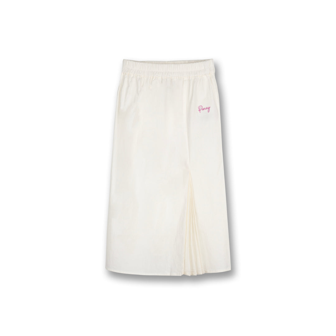 Poney Girls Cream Front-Side Pleats Long Skirt