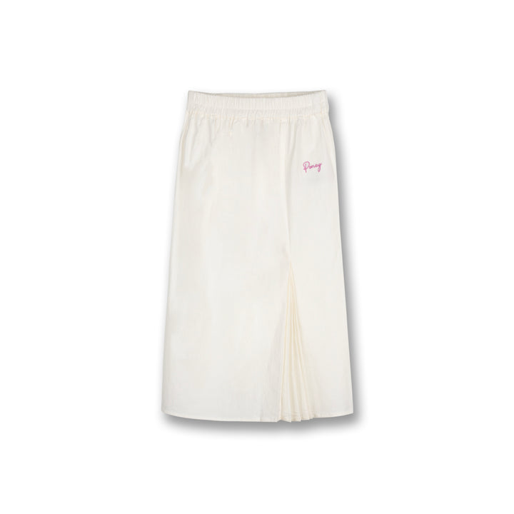 Poney Girls Cream Front-Side Pleats Long Skirt