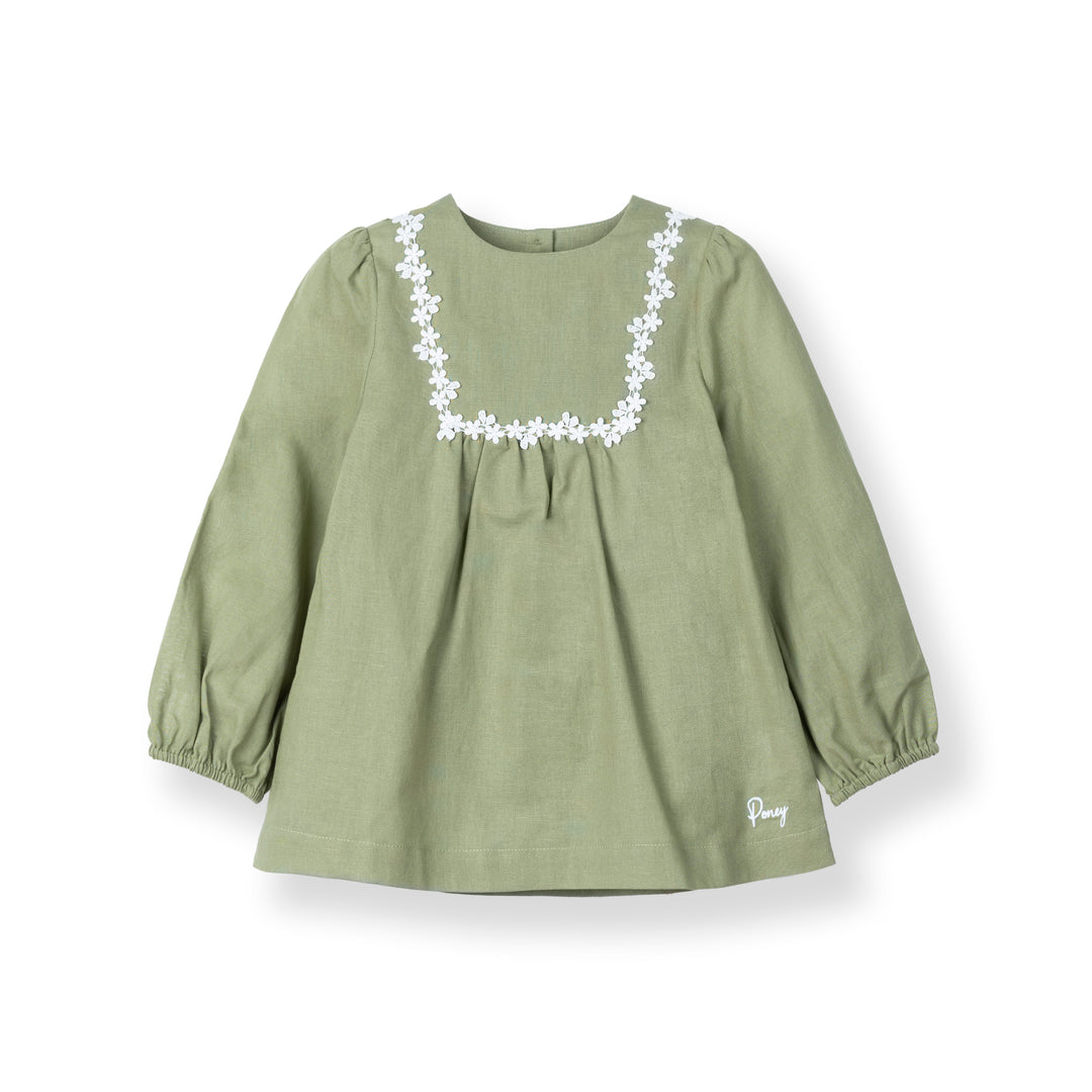 Poney Girls Hana Green Long Sleeve Blouse
