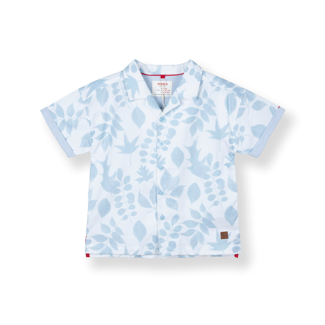 Poney Boys Blue Flora Hawaiian Short Sleeve Shirt