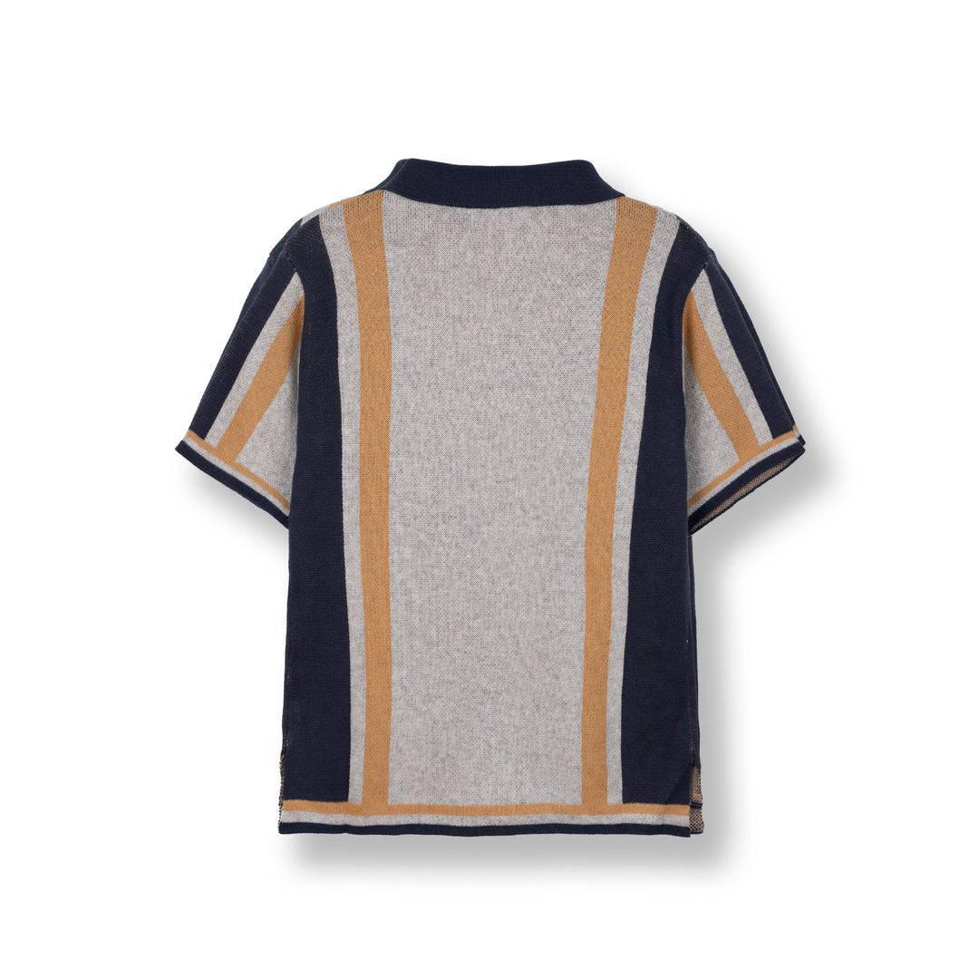 Poney Boys Melange Flat Knit Short Sleeve Polo Top
