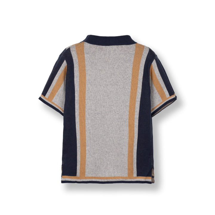 Poney Boys Melange Flat Knit Short Sleeve Polo Top