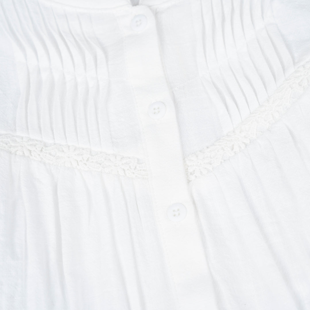 Poney Girls White Elegant Lace Insert Long Sleeve Blouse