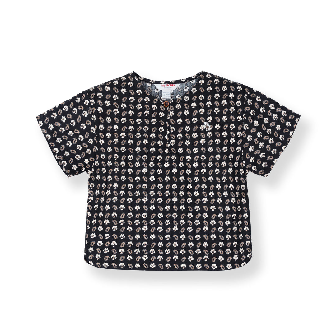 Poney Baby Boys Mansur Black Short Sleeve Shirt