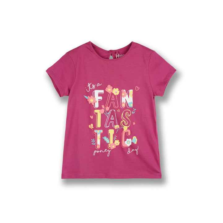 Poney Girls Maroon It's A Fantastic Day Short Sleeve Tee
