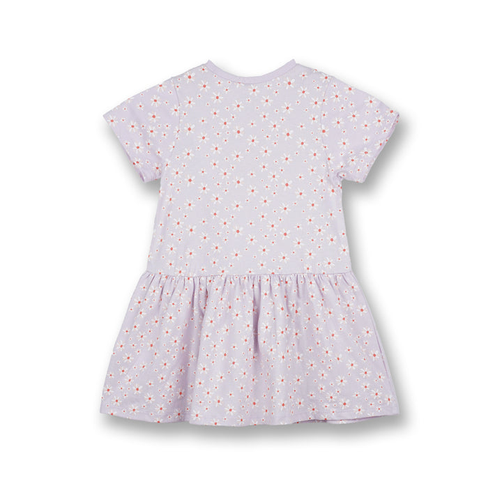 Poney Girls Light Purple Daisy Flowers Short Sleeve Dress
