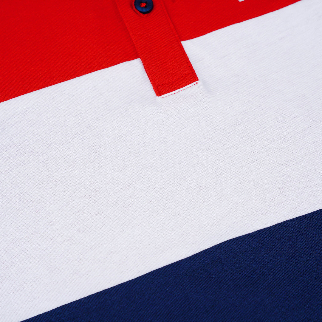 Poney Boys Red Striped Poney Logo Short Sleeve Polo