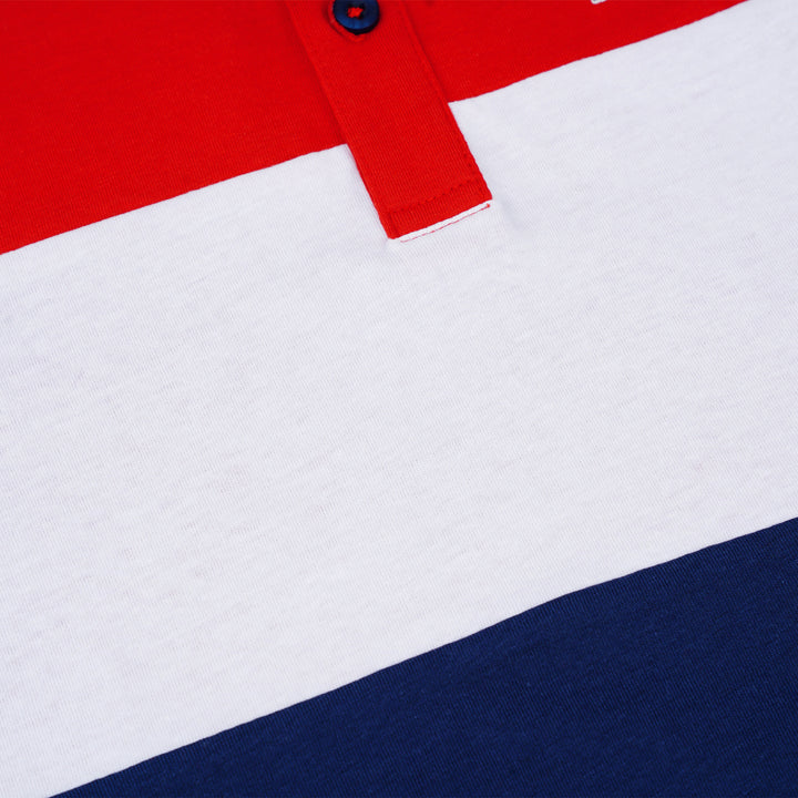 Poney Boys Red Striped Poney Logo Short Sleeve Polo