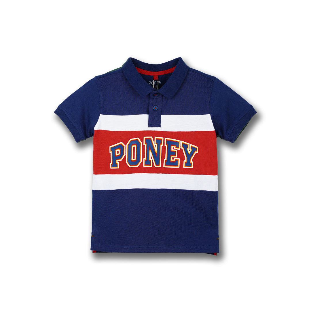 Poney Boys Navy Classic Rugby Short Sleeve Polo