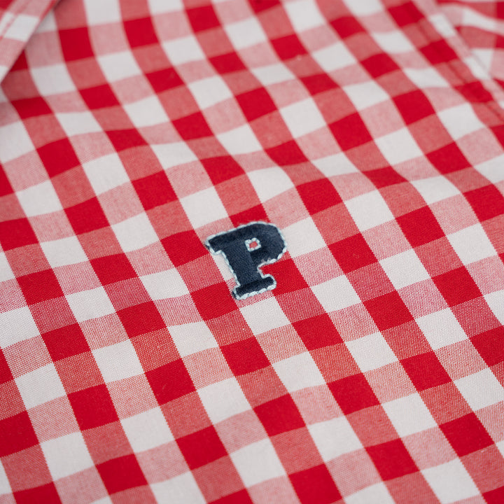 Poney Boys Red Goji Berry Gingham Long Sleeve Shirt