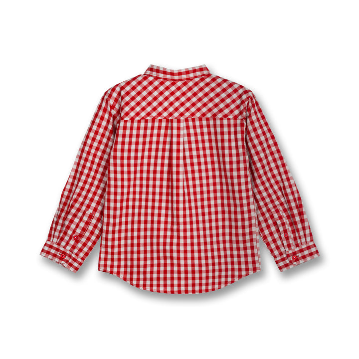 Poney Boys Red Goji Berry Gingham Long Sleeve Shirt