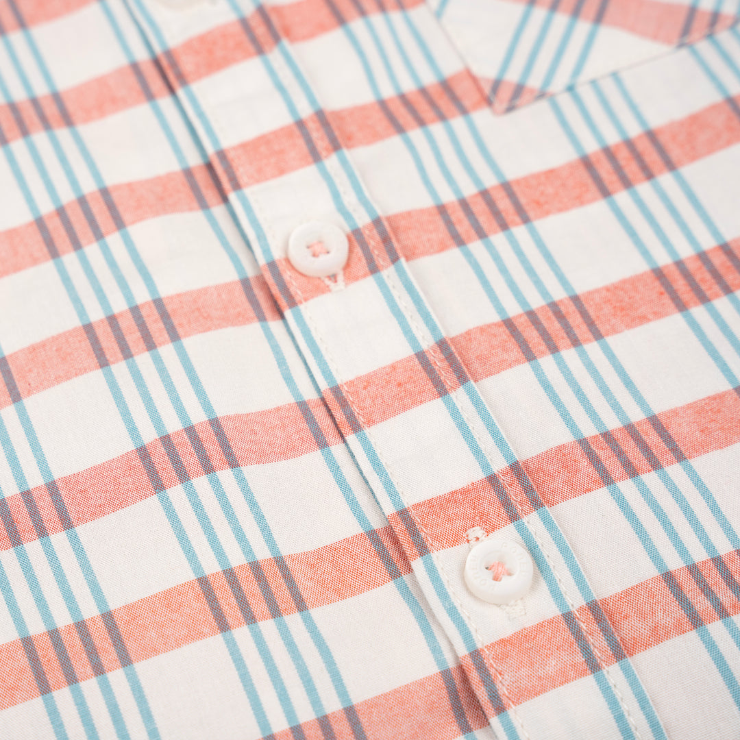 Poney Boys Orange Abu's Checked Short Sleeve Shirt