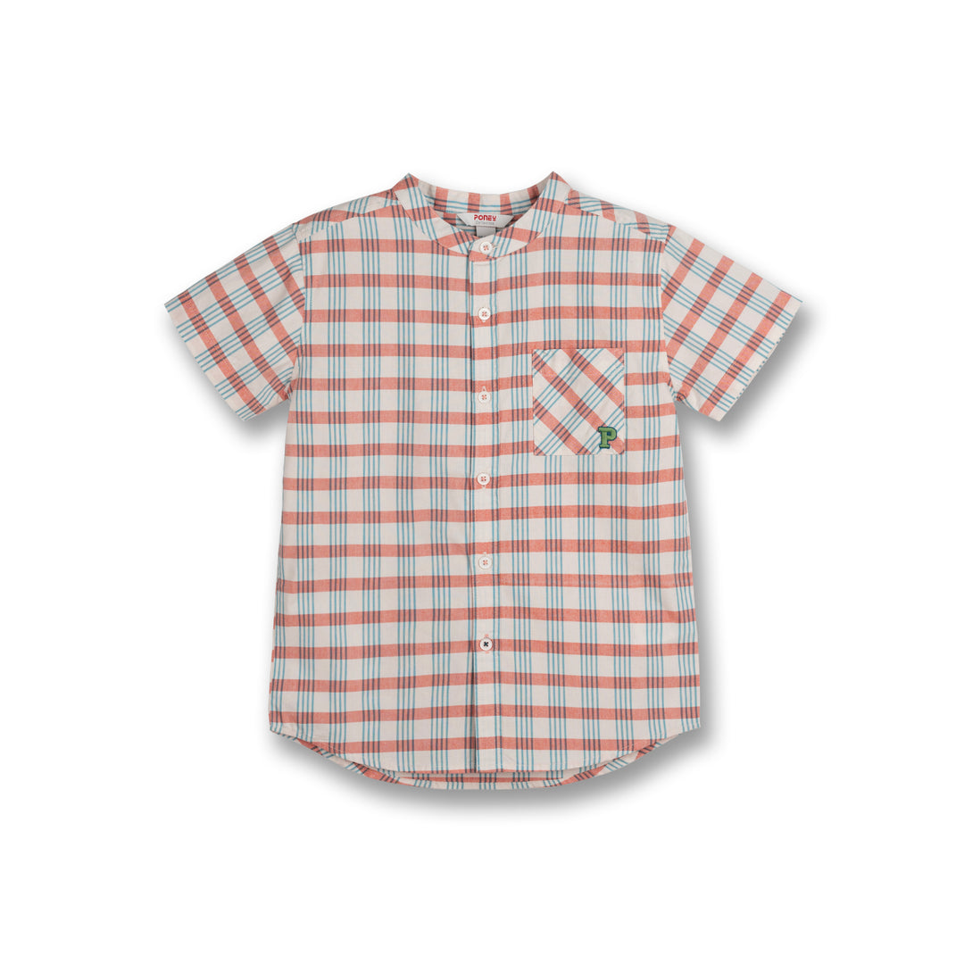 Poney Boys Orange Abu's Checked Short Sleeve Shirt