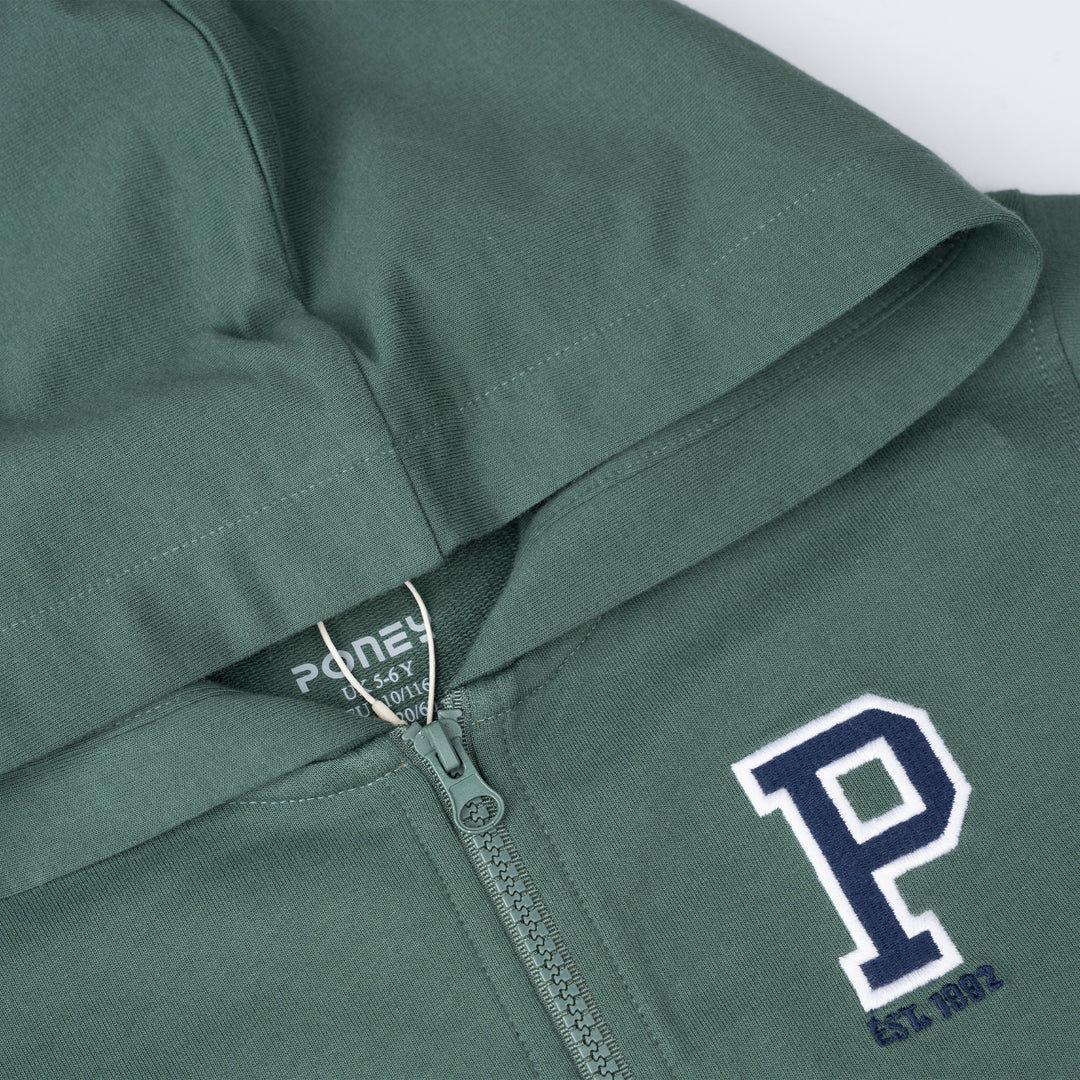 Poney Boys Green Poney Logo Long Sleeve Jacket