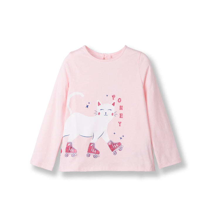 Poney Girls Light Pink Roller Kitty Long Sleeve Tee 2240185