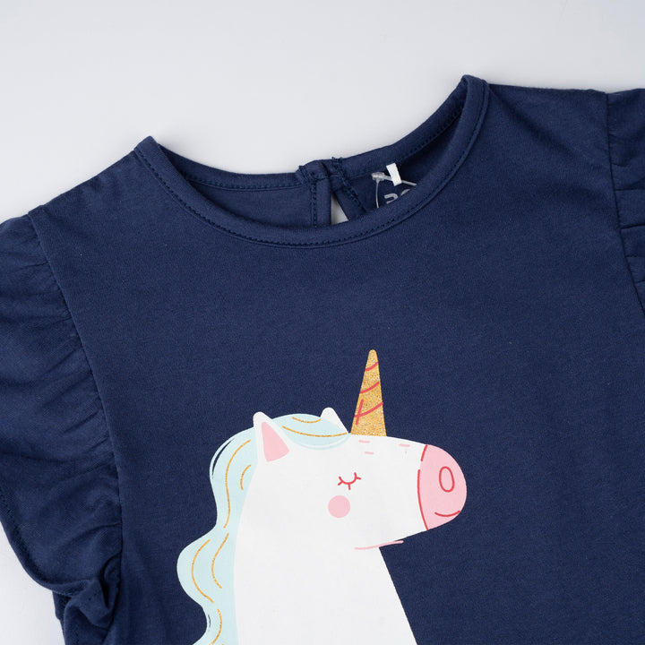 Poney Girls Navy Magical Adventure Short Sleeve Dress