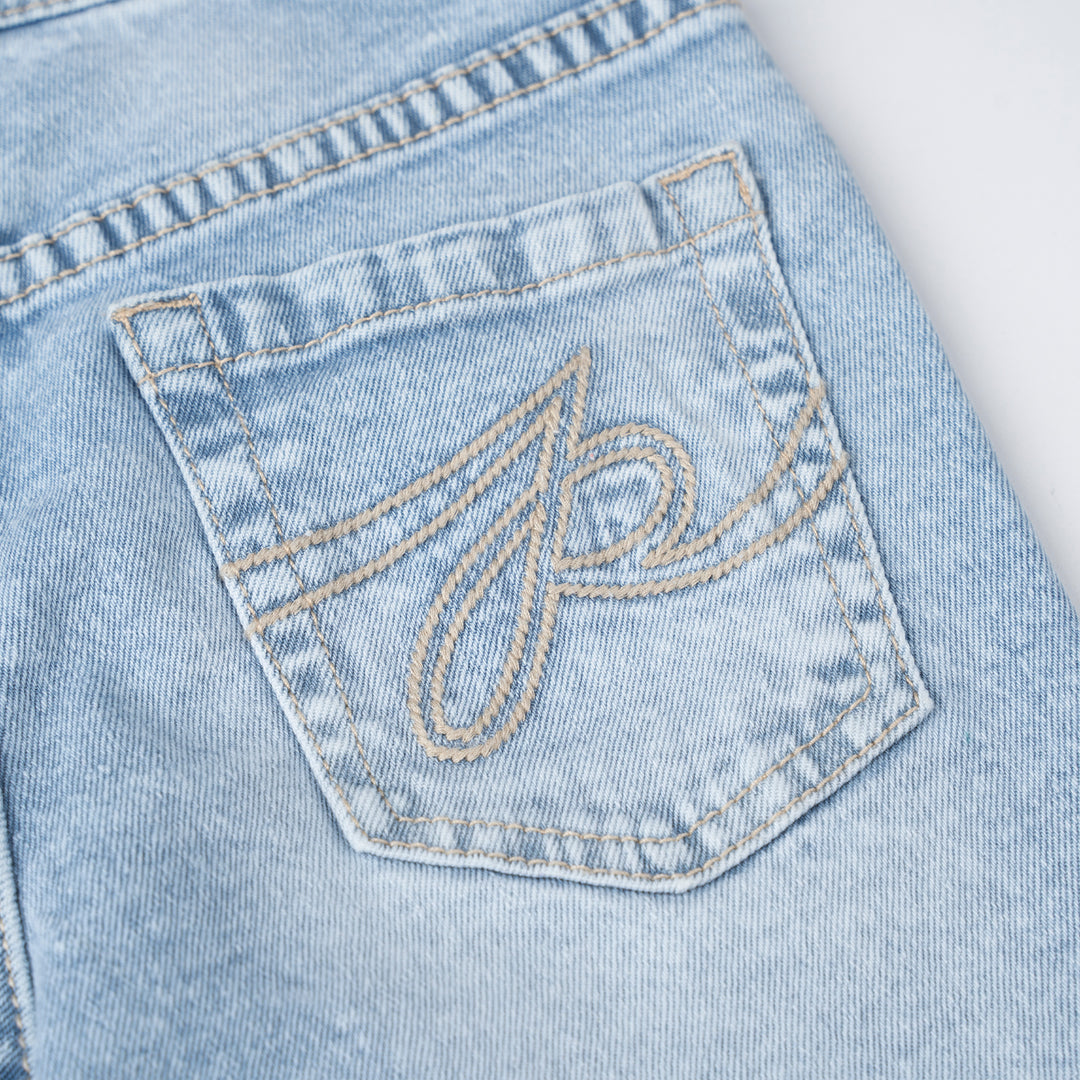 Poney Boys Light Blue Embroidered “P” Slim Fit Jeans