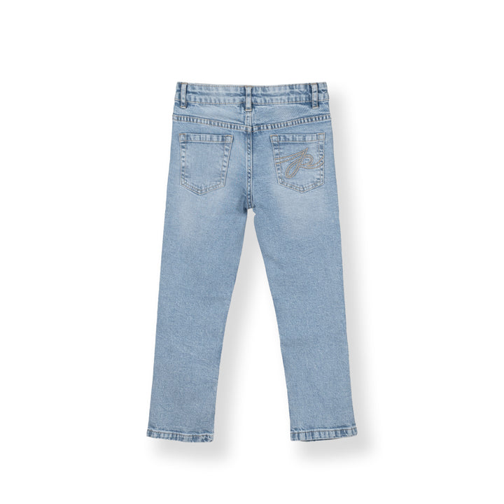 Poney Boys Light Blue Embroidered “P” Slim Fit Jeans