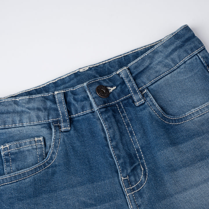 Poney Boys Medium Blue Embroidered “P” Slim Fit Jeans