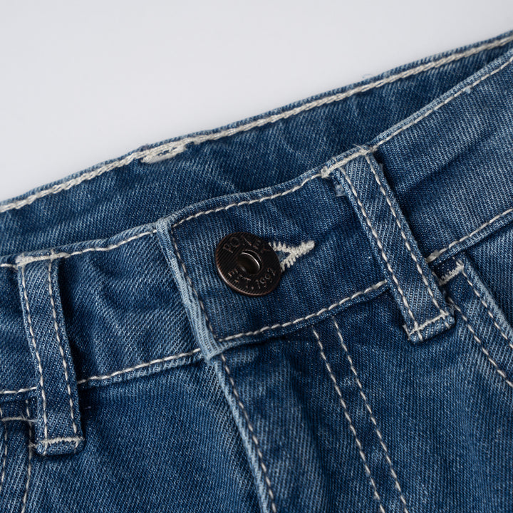 Poney Boys Medium Blue Embroidered “P” Slim Fit Jeans