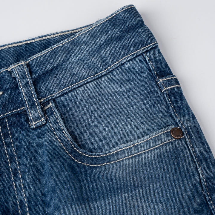 Poney Boys Medium Blue Embroidered “P” Slim Fit Jeans